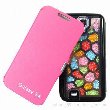 PU Case for Samsung I9500, PC and PU Materials. Swarovski Diamond Shell Holster